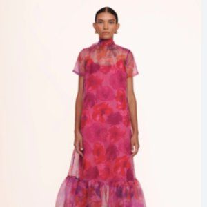 STAUD CALLUNA DRESS MAGENTA PAINTED FLORAL - M